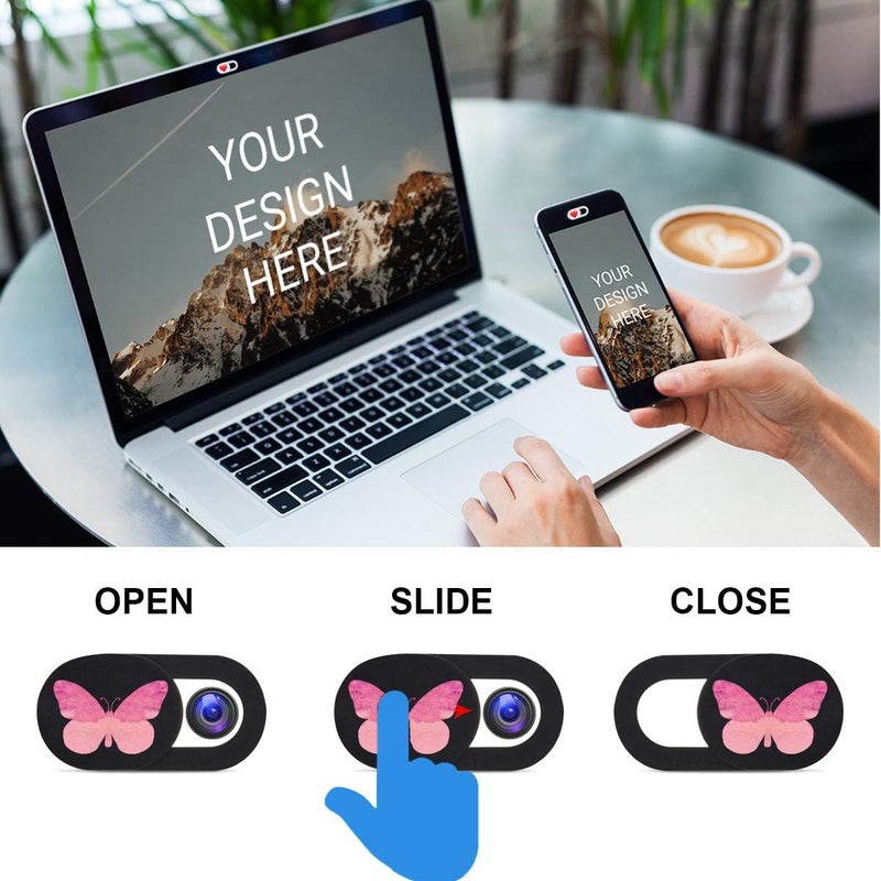 IMNEXT2U Webcam Cover Slide 6 Packs Ultra-Thin Camera Covers for Computer Laptop Desktop Smartphone to Protect Your Privacy and Security, Butterfly - Image 3